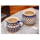 Pottery Creamer & Open Sugar