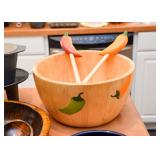 Wood Salad Bowl & Salad Servers