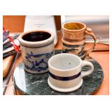 Stoneware Pig Crock & Mugs, Marble Lazy Susan