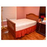Queen Size Slatted Wood Bed with Mattress & Box Spring