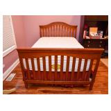 Queen Size Slatted Wood Bed with Mattress & Box Spring