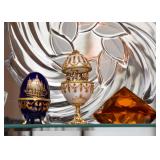 Decorative Collectible Eggs, & Amber Glass Jewel