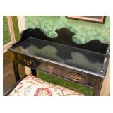 Black Lacquer Chinoiserie Writing Desk with Stool