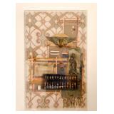 Original Found Object Collage / Artwork in Plexiglass Frame / Box, Asian-Theme, Signed by Artist