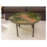 Vintage Tray Table with Asian / Chinese Scene (Top is removable.)