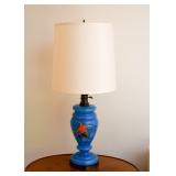 Vintage Blue Opaline Hand-Painted Glass Table Lamps (There are a pair of these.)