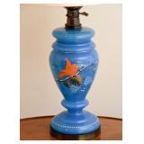 Vintage Blue Opaline Hand-Painted Glass Table Lamps (There are a pair of these.)