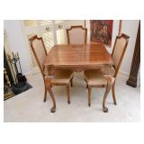 Beautiful Vintage Game Table with Cabriole Legs & 4 Chairs 