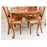 Beautiful Vintage Game Table with Cabriole Legs & 4 Chairs 