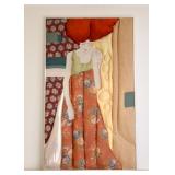 Large Framed Quilted / Pieced Fabric Art of Red-Haired Woman, Framed  