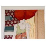 Large Framed Quilted / Pieced Fabric Art of Red-Haired Woman, Framed  