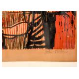 Framed Abstract Woodblock Print, Signed by Artist John Talleur