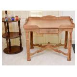 Vintage Wood Tea / Tray Table with Drawer & Removable Top