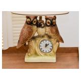 Vintage Figural Owl Table Lamp with Clock Inset