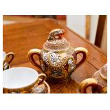 Vintage Japanese Satsuma Moriage Shimazu Crest, Dragon Ware, Immortals Tea Set
