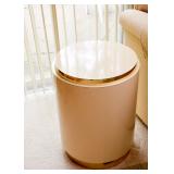 Contemporary Round Side Table with Brass Accents