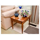 Vintage Wood End Table with Drawer