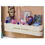 Contemporary Floating Wall Shelf with Brass Accent