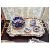 Silverplate Platter, Delft, Blue & White Dishware
