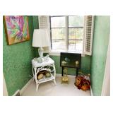 White Wicker Side Table