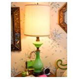 Vintage Green Opaline Glass Table Lamp (There are a pair of these.)