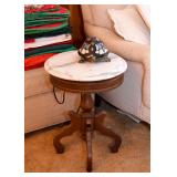 Vintage / Antique Round Side Table with Marble Top