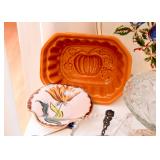 Vintage Hand Painted China, Crystal Bowl, Decorative Food Mold (Pumpkin)