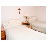 Pair of Twin Beds with Tufted Vinyl Headboards