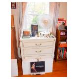 Small White 3-Drawer Chest with Gold Accents