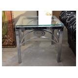 Contemporary Chrome & Glass End Tables (There are 2 of these.)