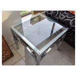 Contemporary Chrome & Glass End Tables (There are 2 of these.)