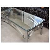 Contemporary Chrome & Glass Coffee / Cocktail Table