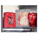 Waterford Crystal Wine Stopper, Glass Picture Frame, Red Waterford Marquis Vase