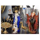 Lady Figurines, Brass Peacock Figurine, Brass Cocktail Picks Set