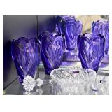 Purple Waterford Marquis Vases, Waterford Wine Stoppers