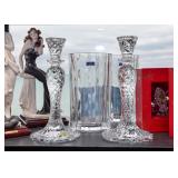 Stunning Waterford Crystal Candlesticks, Waterford Marquis Vase