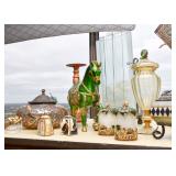 Home Decor, Green / Gold Horse Figure