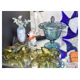 Carnival Glass Candy Dish, Waterford Marquis Leaf Dishes, Art Glass, Collectible Figurines