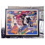 Framed Psychadelic Needlepoint of 3 Women