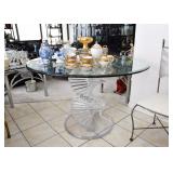 Cool Lucite Base Dining Table (Round Glass Top)