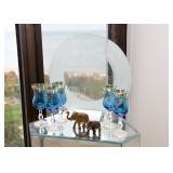Round Art Glass Vase, Hand Painted Cordial Glasses, Elephant Figurines