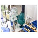 Colorful Art Glass Container, Mirrored Display Pedestals, Etc.