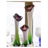 Jack-in-the-Pulpit Art Glass Vases (Set of 3)