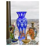 Blue Czech Glass Vase, Decorative Vases & Bowls, Chinese Bonsai Figurine