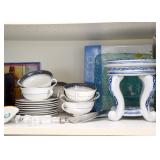 Soup Bowls, Blue & White Display Pedestal, Glass Plates, Crystal Serving Utensils