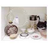 Glass Serving Plate, Vintage Decanter, China, Vintage Coffee Server, Glass Pitcher