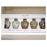 Hand Painted Glass Bud Vases Set