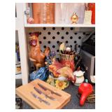Ceramic Chicken Figures, Cutlery, Kitchen Utensils