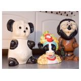 Vintage Cookie Jars (Panda Bear, Cow, Lion)