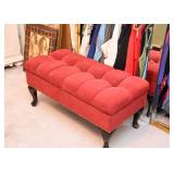 Red Upholstered Storage Bench